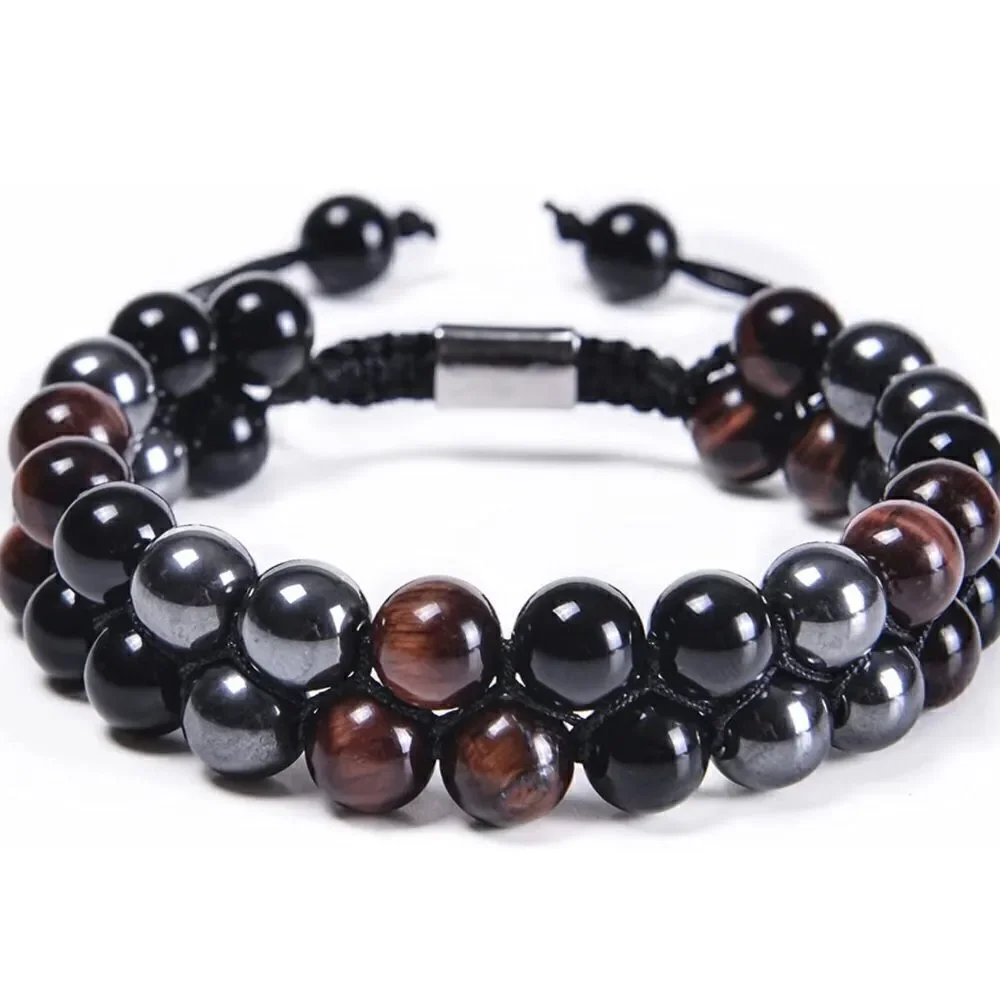 Triple Protection Bracelet Fashion Crystal Bracelet for Men Women Tiger Eye Bead